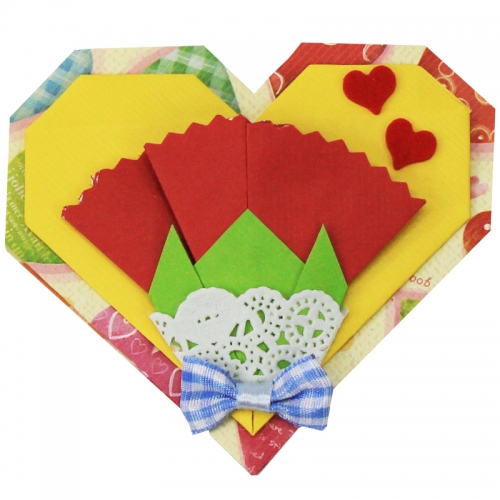[감성쫑이] 종이접기패키지_하트카네이션 카드 (6개이상 구매가능) / 어버이날 감사의달 선물 카드 만들기