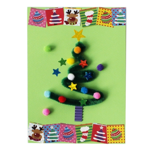 [감성쫑이] 종이접기패키지_크리스마스 모루 트리나무 엽서 (10개) / 크리스마스카드만들기